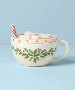 Lenox Dinnerware Holiday Cocoa Mug Covered Candy Dish