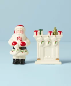 Lenox Dinnerware Holiday Santa & Fireplace Salt & Pepper