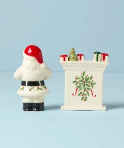 Lenox Dinnerware Holiday Santa & Fireplace Salt & Pepper