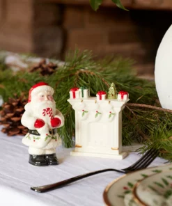 Lenox Dinnerware Holiday Santa & Fireplace Salt & Pepper