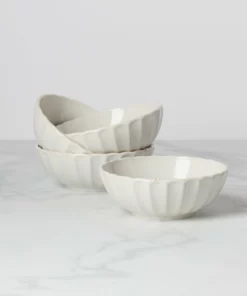 Lenox Dinnerware French Perle Scallop 4-Piece Bowl Set