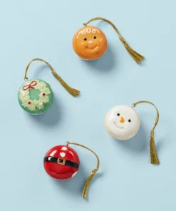 Lenox Macaron Christmas Characters 4-Piece Ornament Set Décor