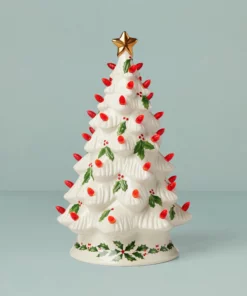 Lenox Treasured Traditions Holiday Red Bulbs Lit Tree