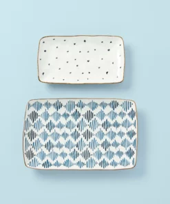 Lenox Blue Bay 2-Piece Nesting Platter Set Dinnerware