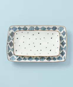 Lenox Blue Bay 2-Piece Nesting Platter Set Dinnerware