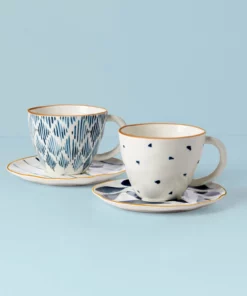 Lenox Dinnerware Blue Bay 4-Piece Teacup & Saucer Set
