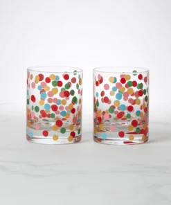 Kate Spade Drinkware It's Raining Confetti Double Old Fashioned Glasses