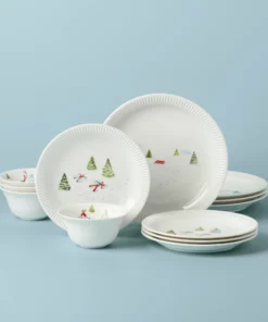 Lenox Profile Snow Day 12-Piece Dinnerware Set