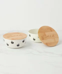 Kate Spade Kitchen Apple Toss Round Bowl With Lid, S/2