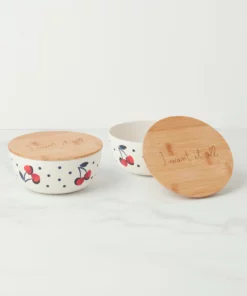 Kate Spade Vintage Cherry Dot Bowl With Lid, S/2