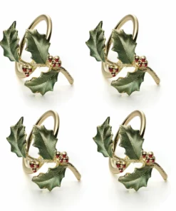 Lenox Holiday Green 4pc Napkin Ring Set Dinnerware